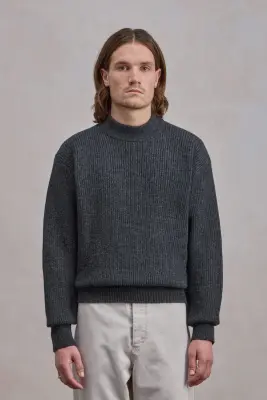 Deck Sweater - Laine d'agneau Gris Chiné Anthracite — photo 3