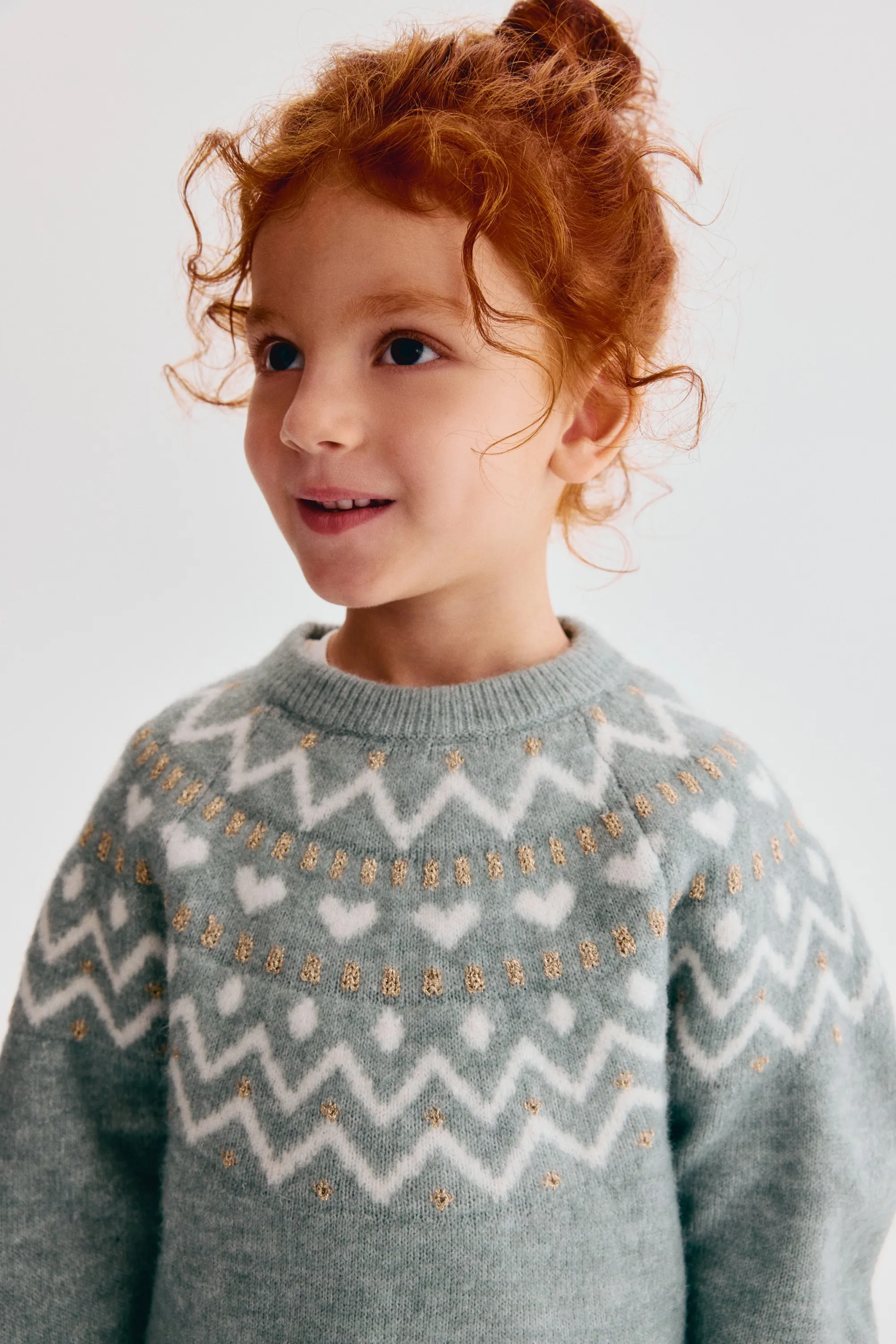 Pull en maille jacquard - Gris clair/motif