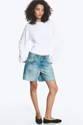 T-shirt froncé à manches longues - Blanc — photo 3