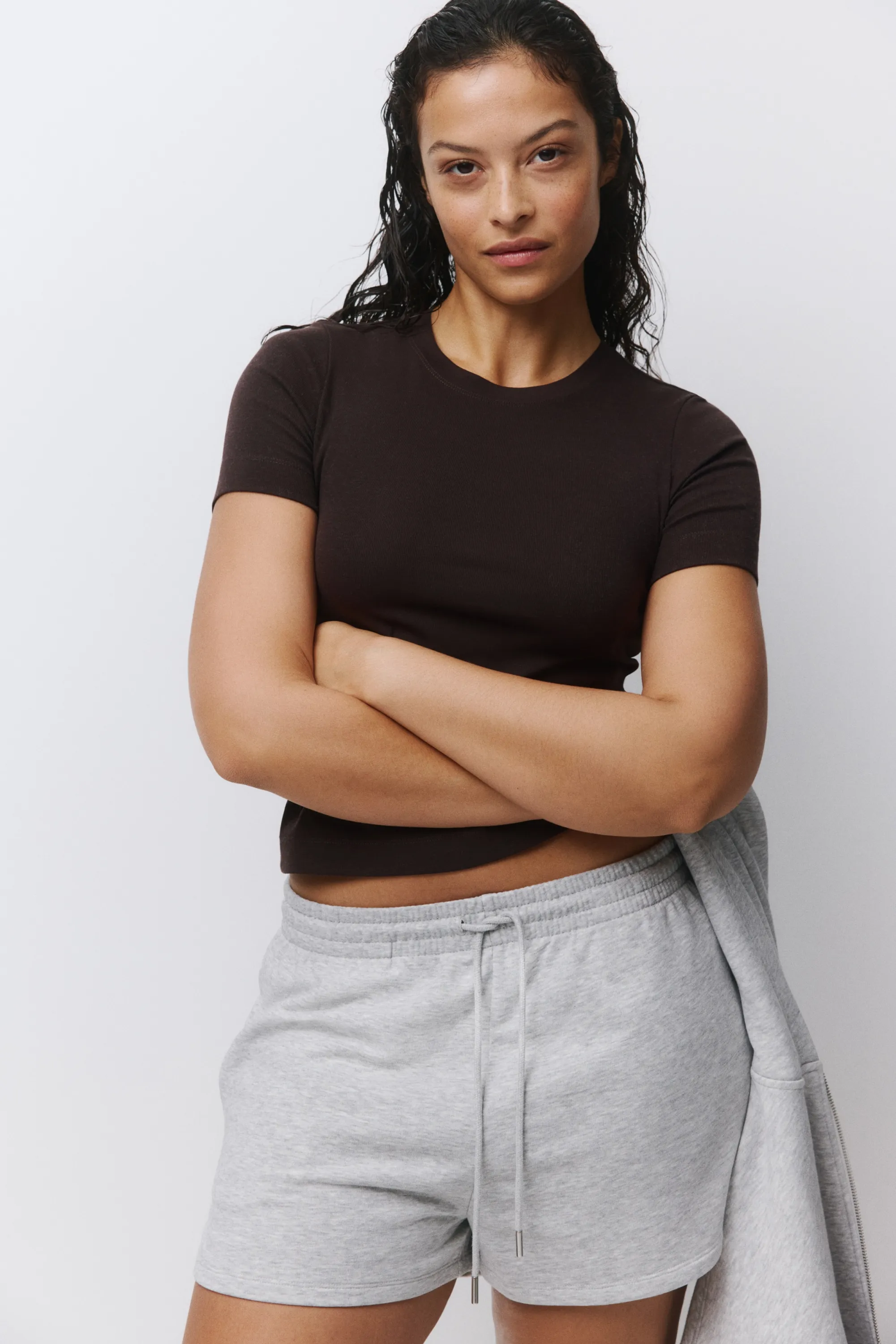 T-shirt en coton - Marron foncé