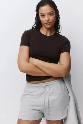 T-shirt en coton - Marron foncé — photo 1