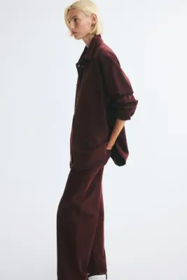 Chemise oversize en denim - Bordeaux — photo 3