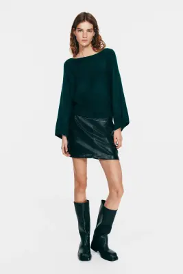 Pull à manches chauve-souris - Vert foncé — photo 2