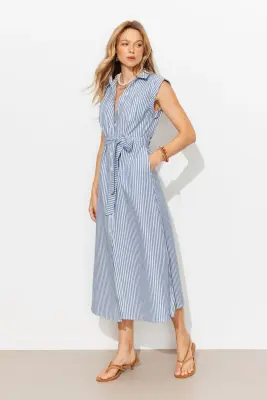 Robe mi-longue ceinturée Femme — photo 3