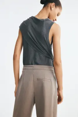 Pantalon barrel - Taupe foncé — photo 3