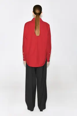 CHEMISE HABILLÉE EN COTON PIMA - ROUGE — photo 4
