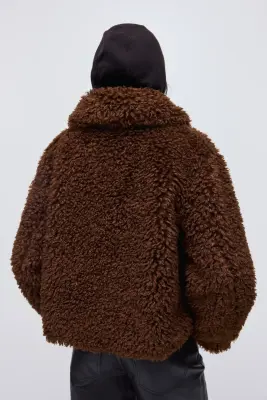Veste en tissu Teddy bear - Marron foncé — photo 5