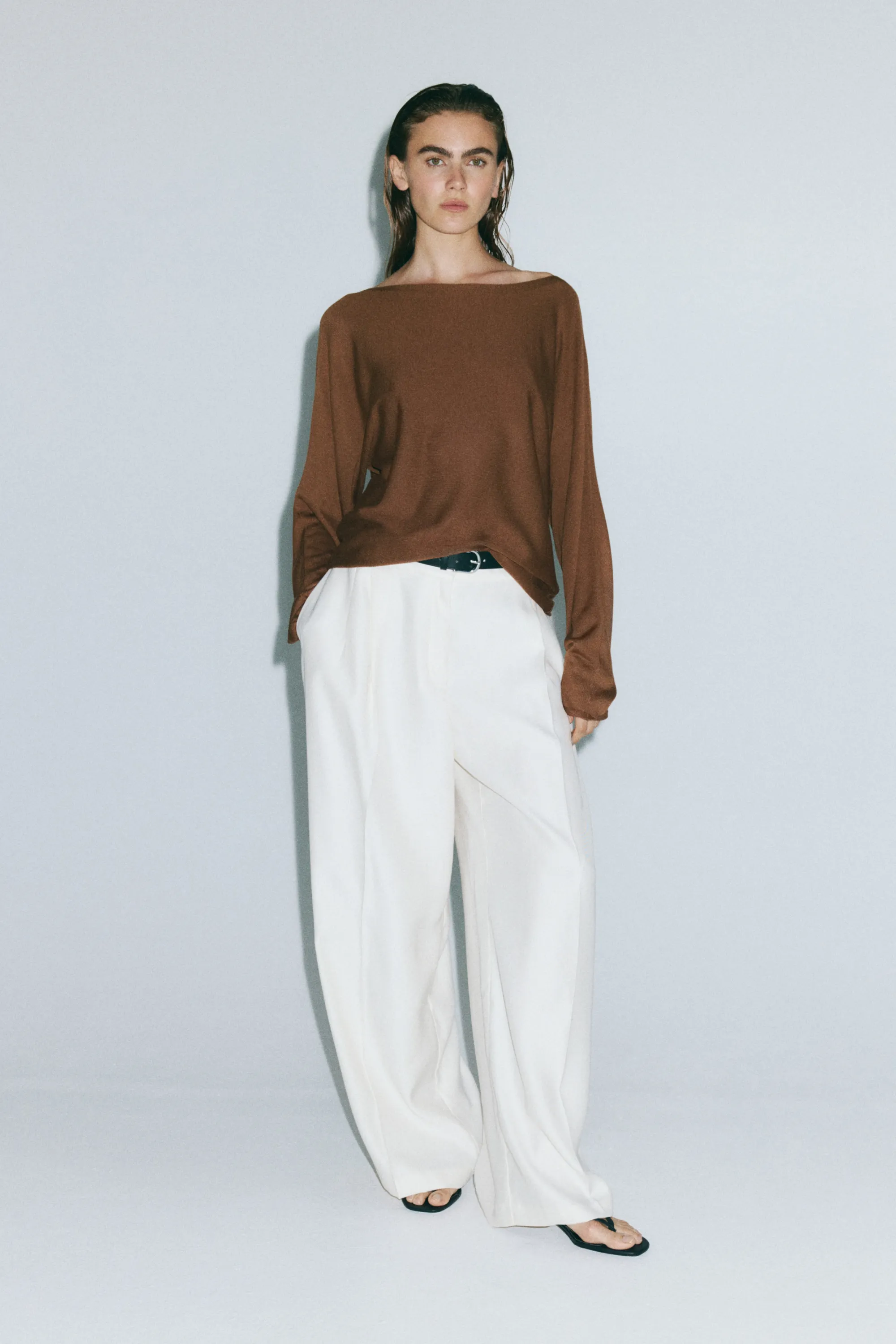 Pull épaules nues - Marron