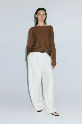 Pull épaules nues - Marron — photo 1