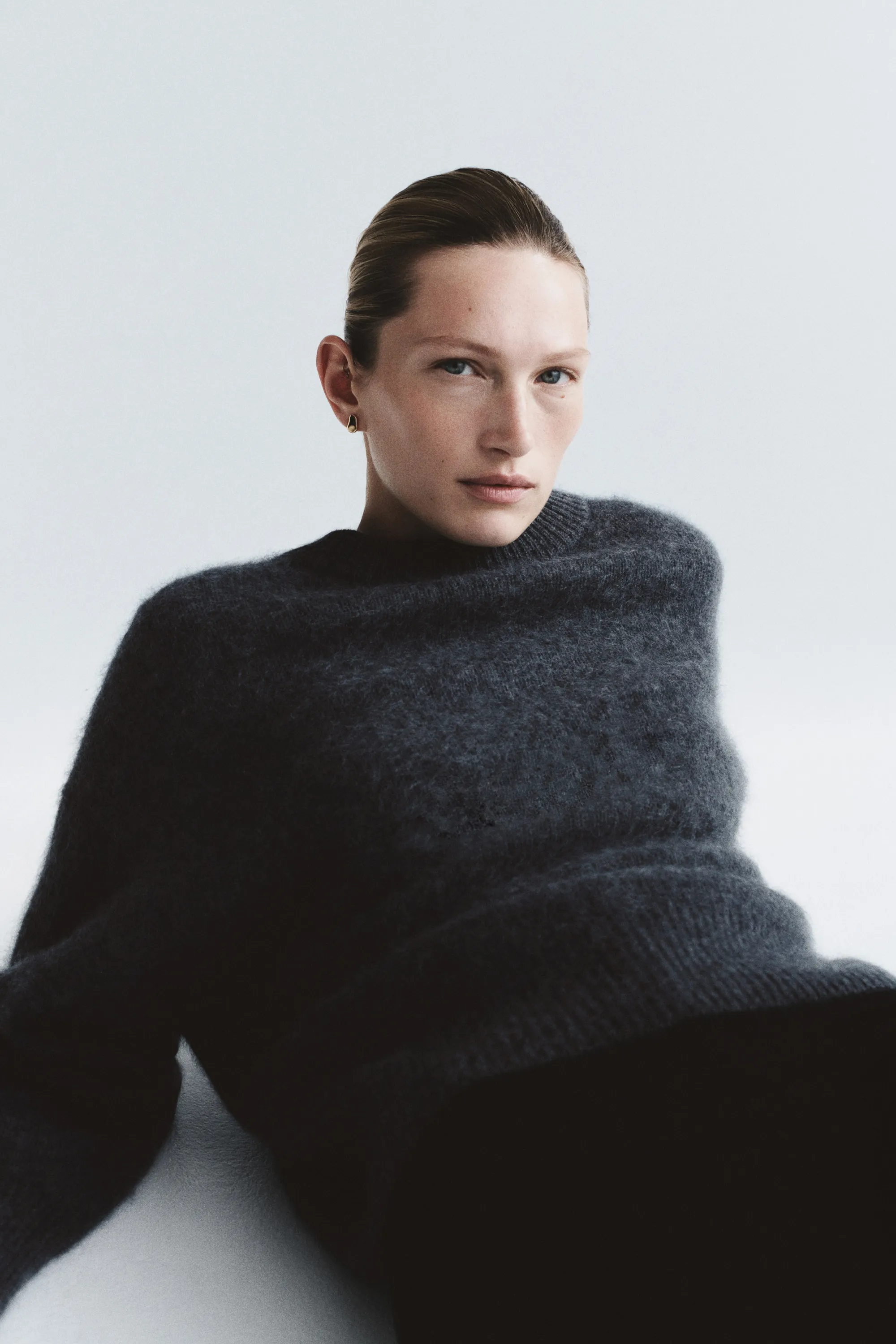 Pull oversize en laine - Gris foncé