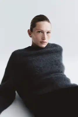 Pull oversize en laine - Gris foncé — photo 1