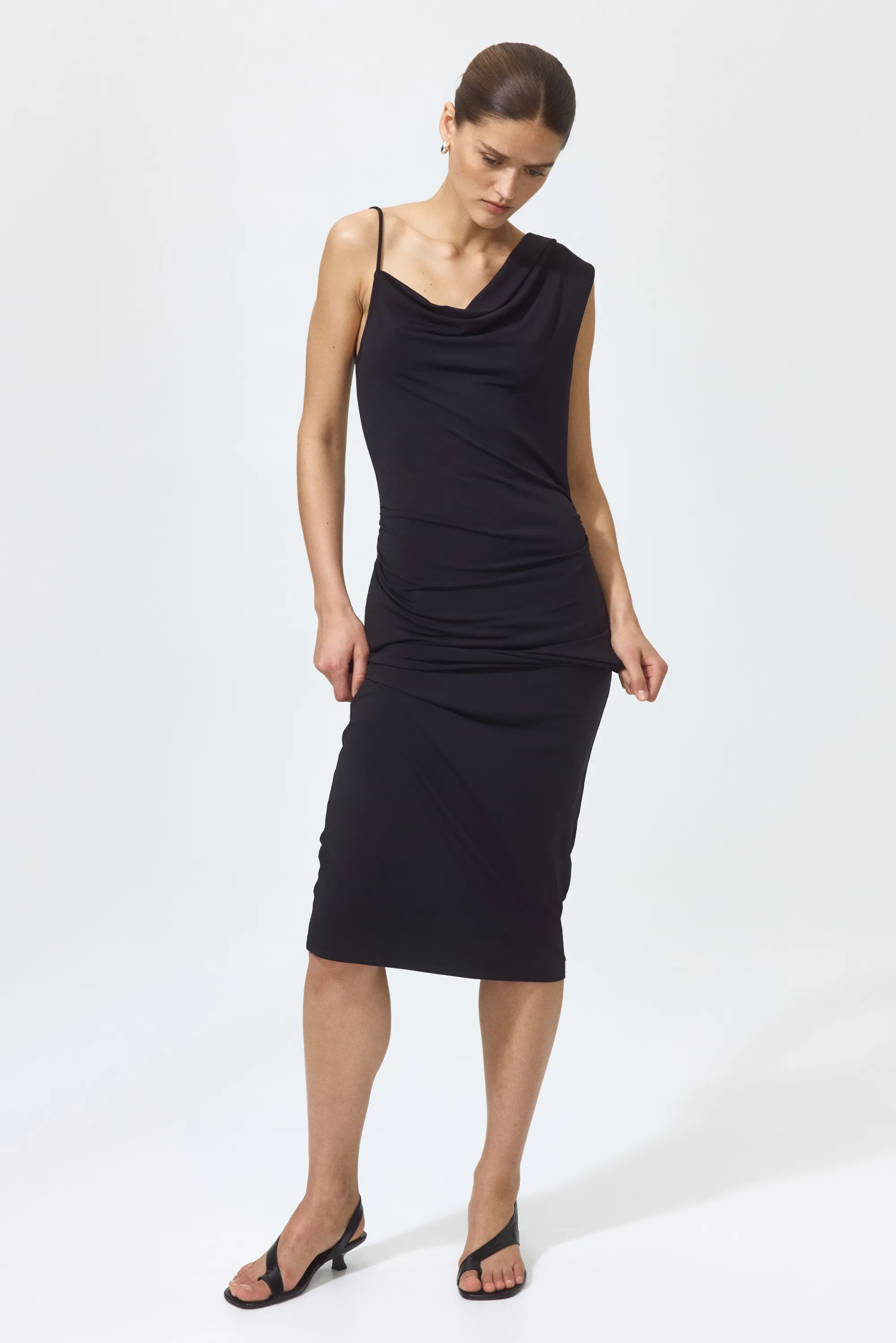 Robe asymétrique en jersey - Noir