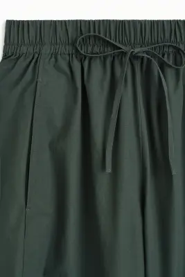 PANTALON BARREL TAILLE ÉLASTIQUÉE - VERT FONCÉ — photo 5