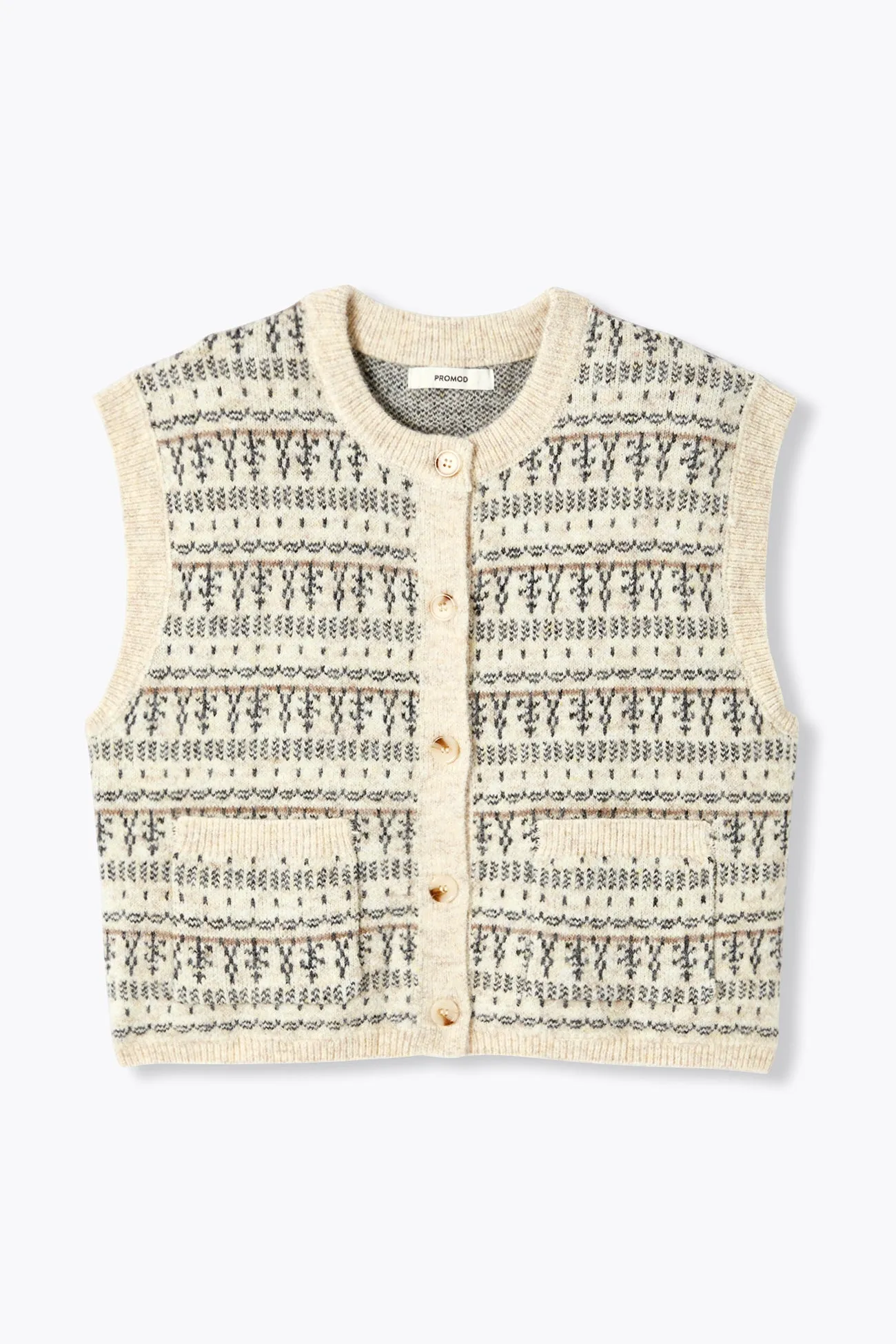 Cardigan sans manches jacquard