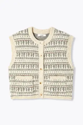 Cardigan sans manches jacquard