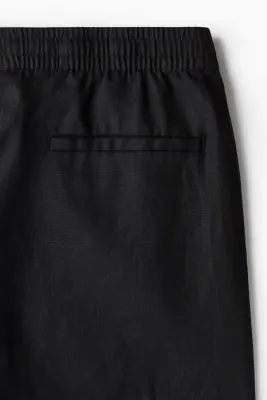 Short Regular Fit en lin - Noir — photo 4