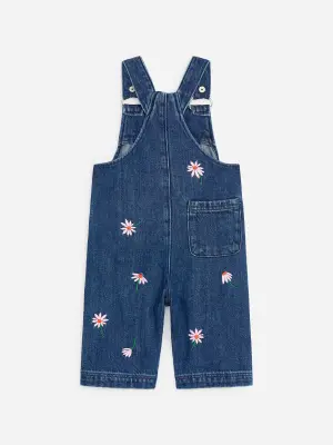Salopette en denim brodée - Bleu moyen — photo 1