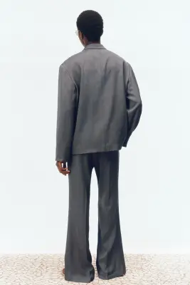 Veste de costume Loose Fit en laine mélangée - Gris foncé — photo 2