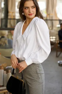 Yves Cotton Blouse - White — photo 2