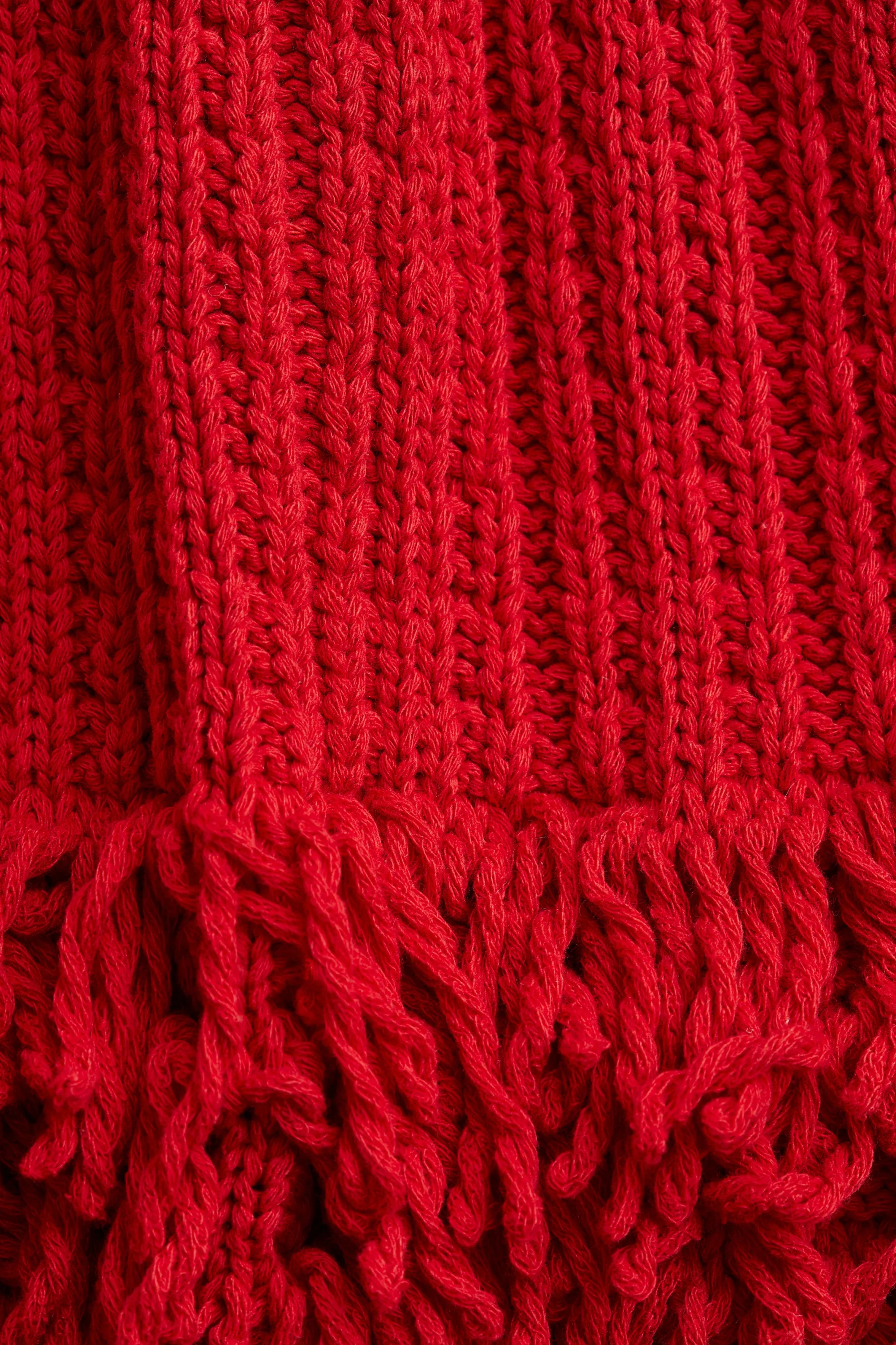 Top en maille avec franges - Rouge