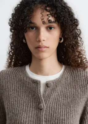 Cardigan en maille côtelée - Taupe — photo 3