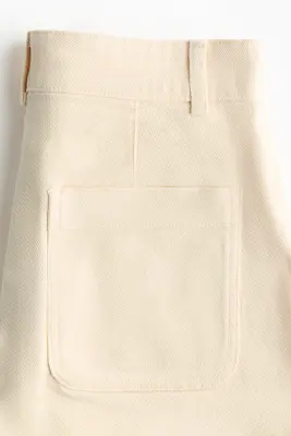 Short taille haute en denim - Jaune clair — photo 4
