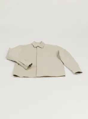 Overshirt with Front Cuts in Ivory Canvas — photo 2