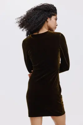 Robe avec détail torsadé - Vert foncé — photo 3