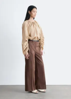Pantalon en coton à plis marqués - Marron Clair — photo 1