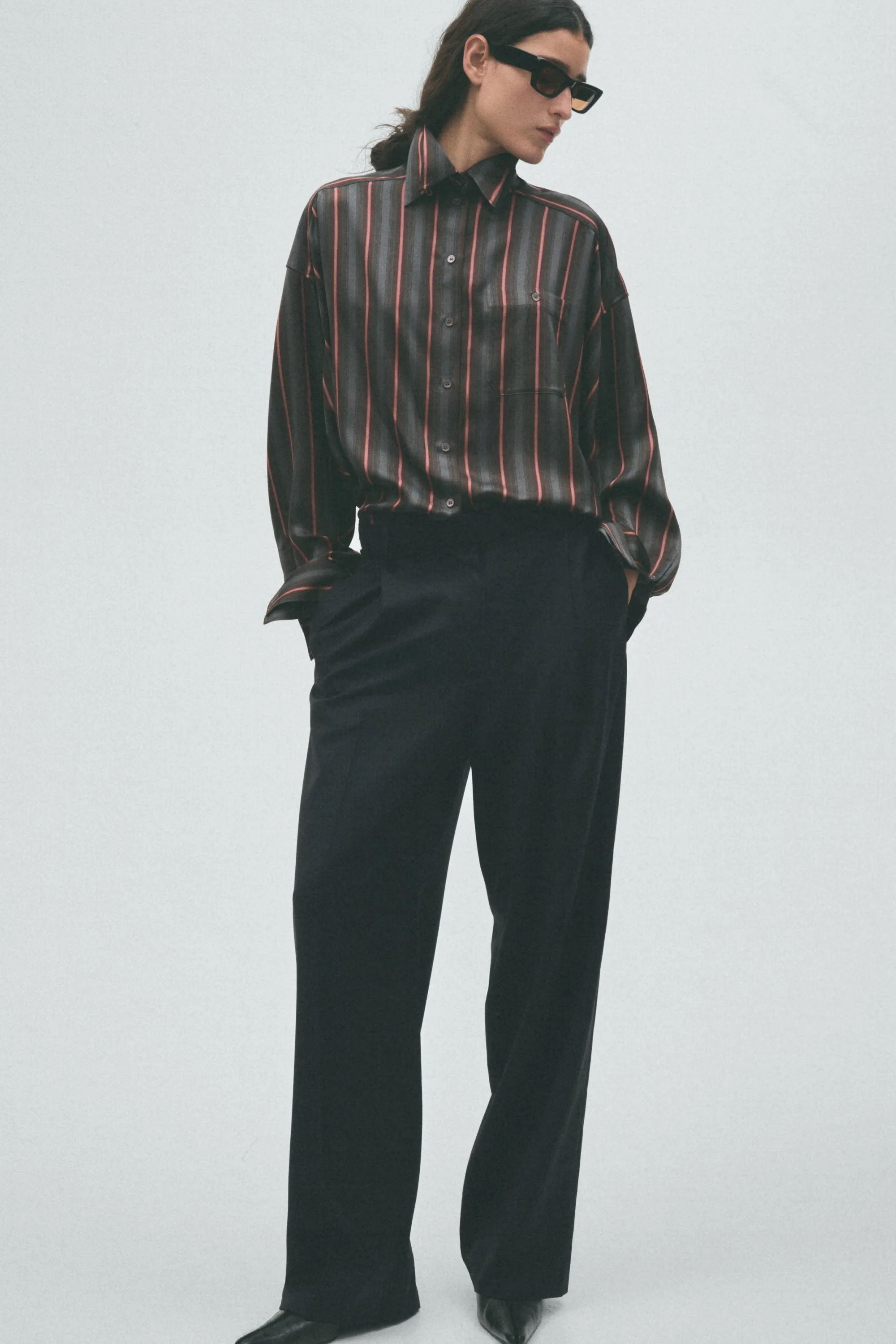 Pantalon chic en laine mélangée - Noir