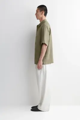 CHEMISE À MANCHES COURTES EN LIN - KAKI — photo 1