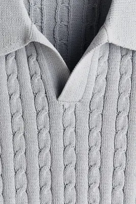 Polo Relaxed Fit en maille torsadée - Gris ancien — photo 4