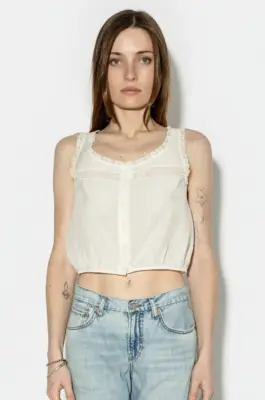 Nouveau ! RE/DONE Blouse Allegra Vintage White — photo 5