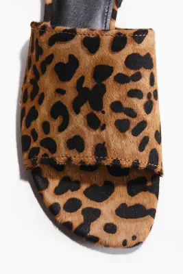 Sandales en cuir - Beige/imitation léopard — photo 2
