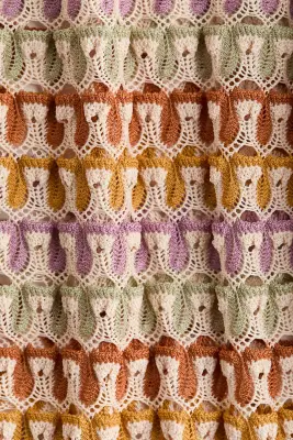 Top cape façon crochet - Beige clair/violet/vert — photo 4
