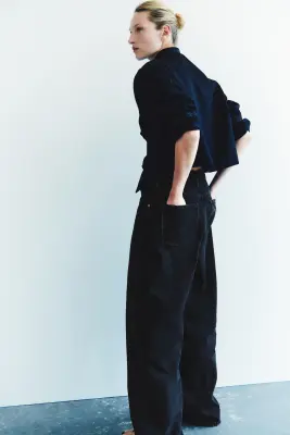 Baggy High Waist Jeans - Gris denim foncé — photo 2