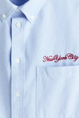 Chemise Oxford Relaxed Fit avec manches courtes - Bleu clair/New York City — photo 5