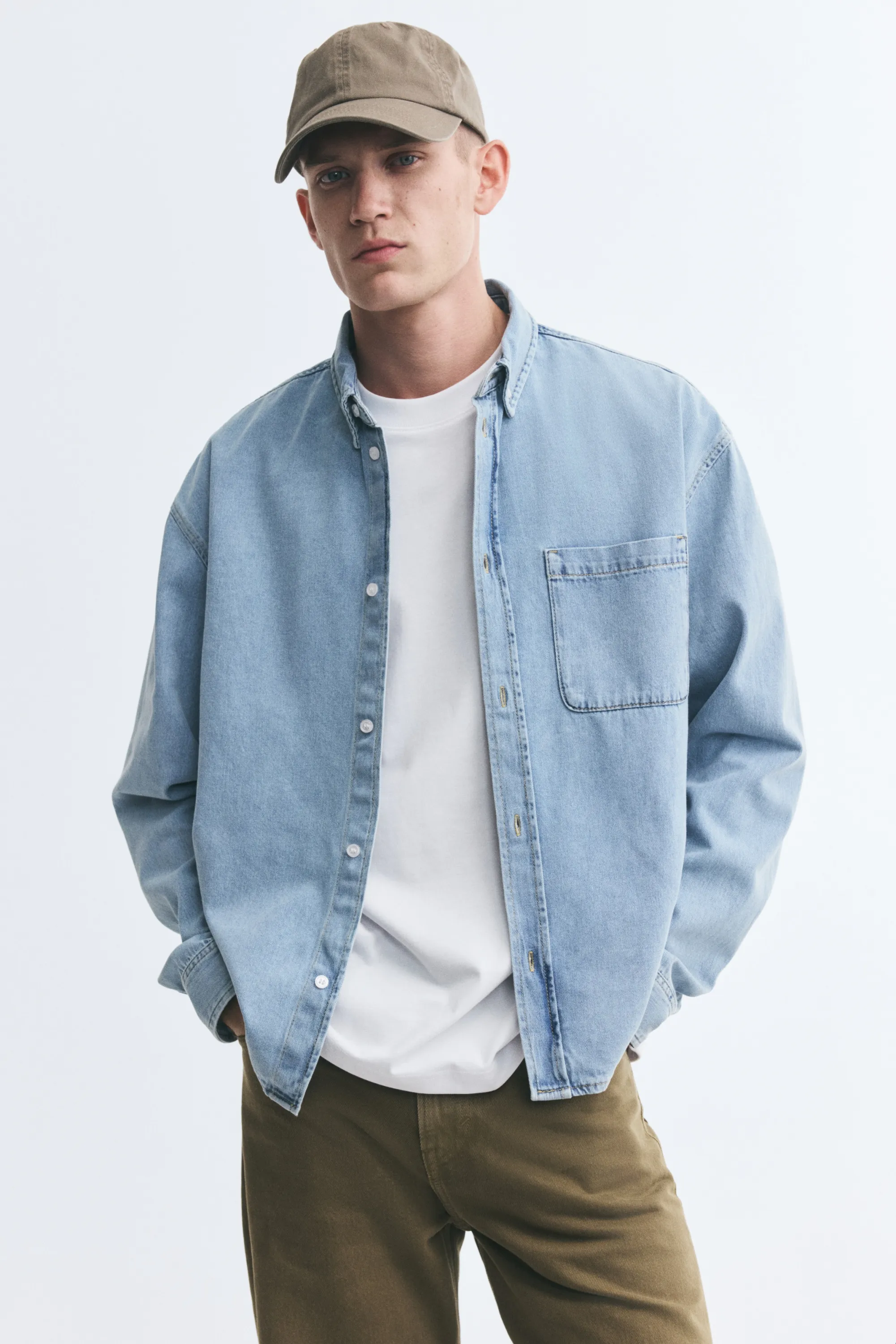Chemise Relaxed Fit en denim de coton - Bleu denim clair