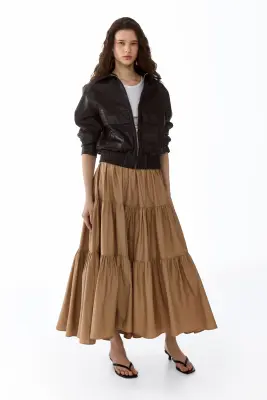 Jupe maxi à étages - Beige foncé — photo 1