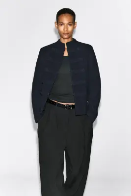 VESTE OFFICIER EN LAINE DOUBLE FACE - BLEU MARINE — photo 2