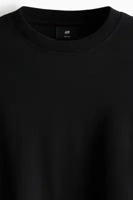 T-shirt à manches longues Relaxed Fit en interlock - Noir — photo 3