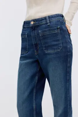 Wide High Jeans - Bleu denim foncé — photo 4