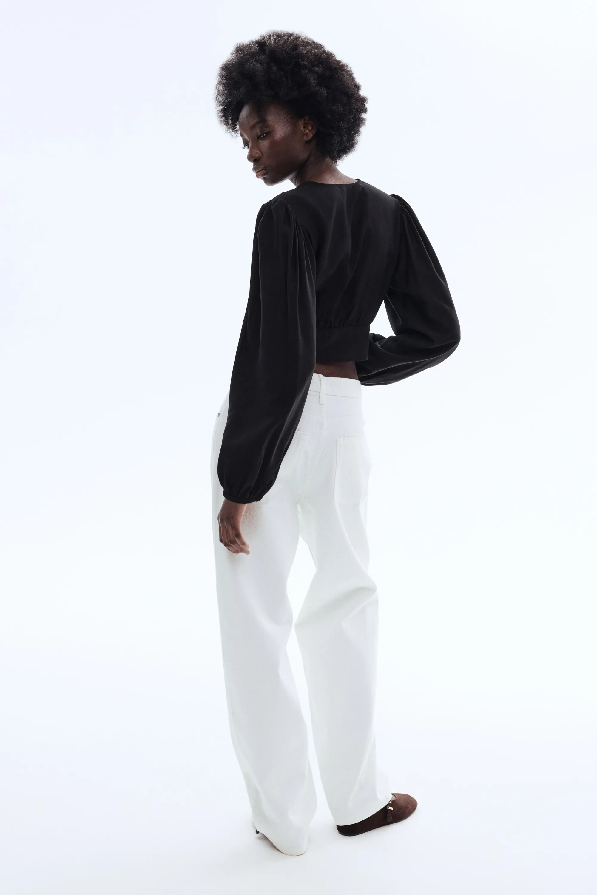Blouse à encolure en V - Noir
