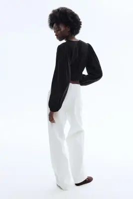 Blouse à encolure en V - Noir — photo 1