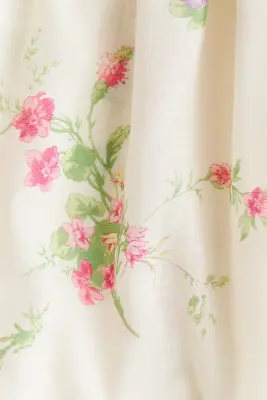 Robe avec détail à nouer - Crème/fleuri — photo 5