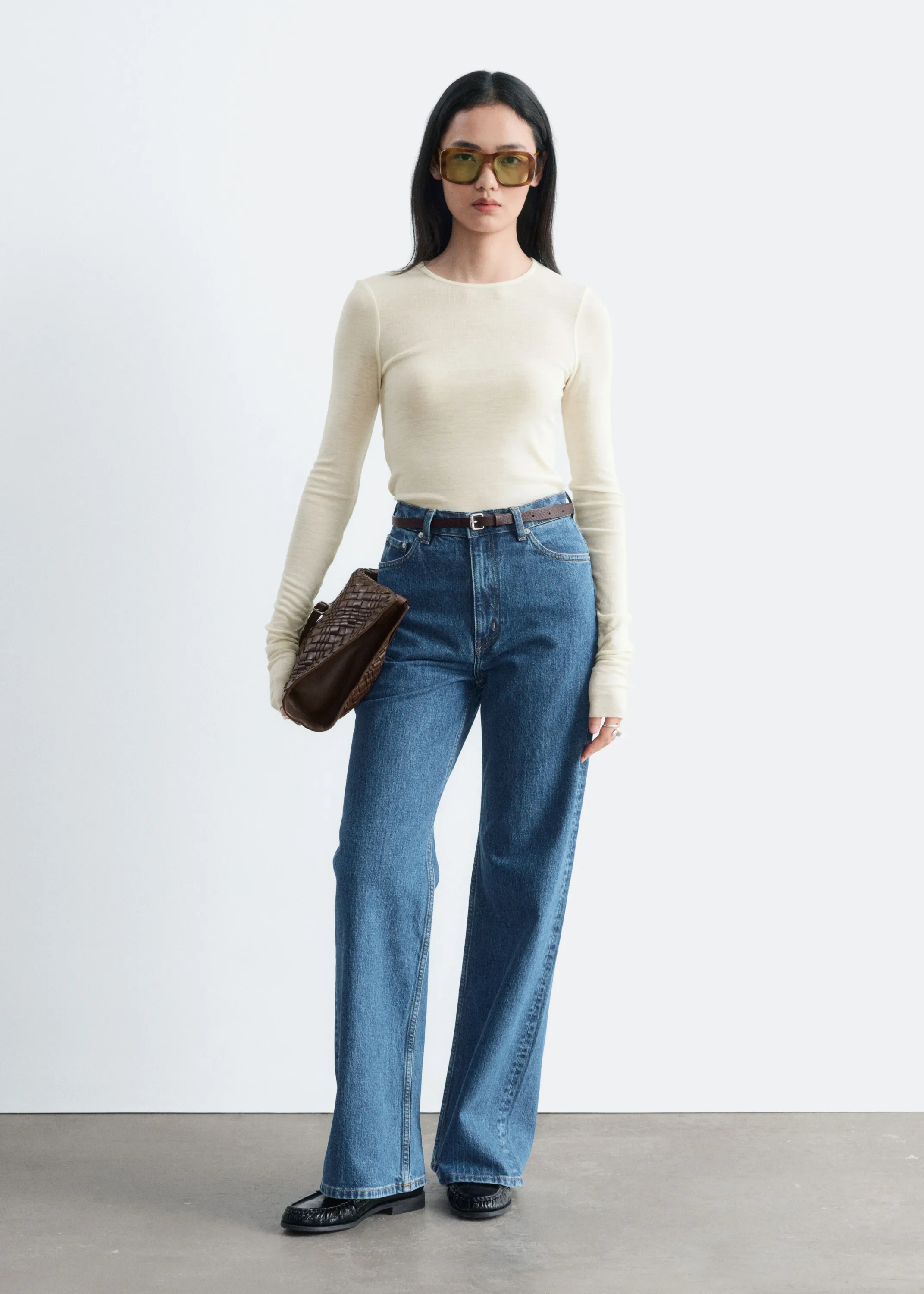 Haut en maille unie de laine - Blanc