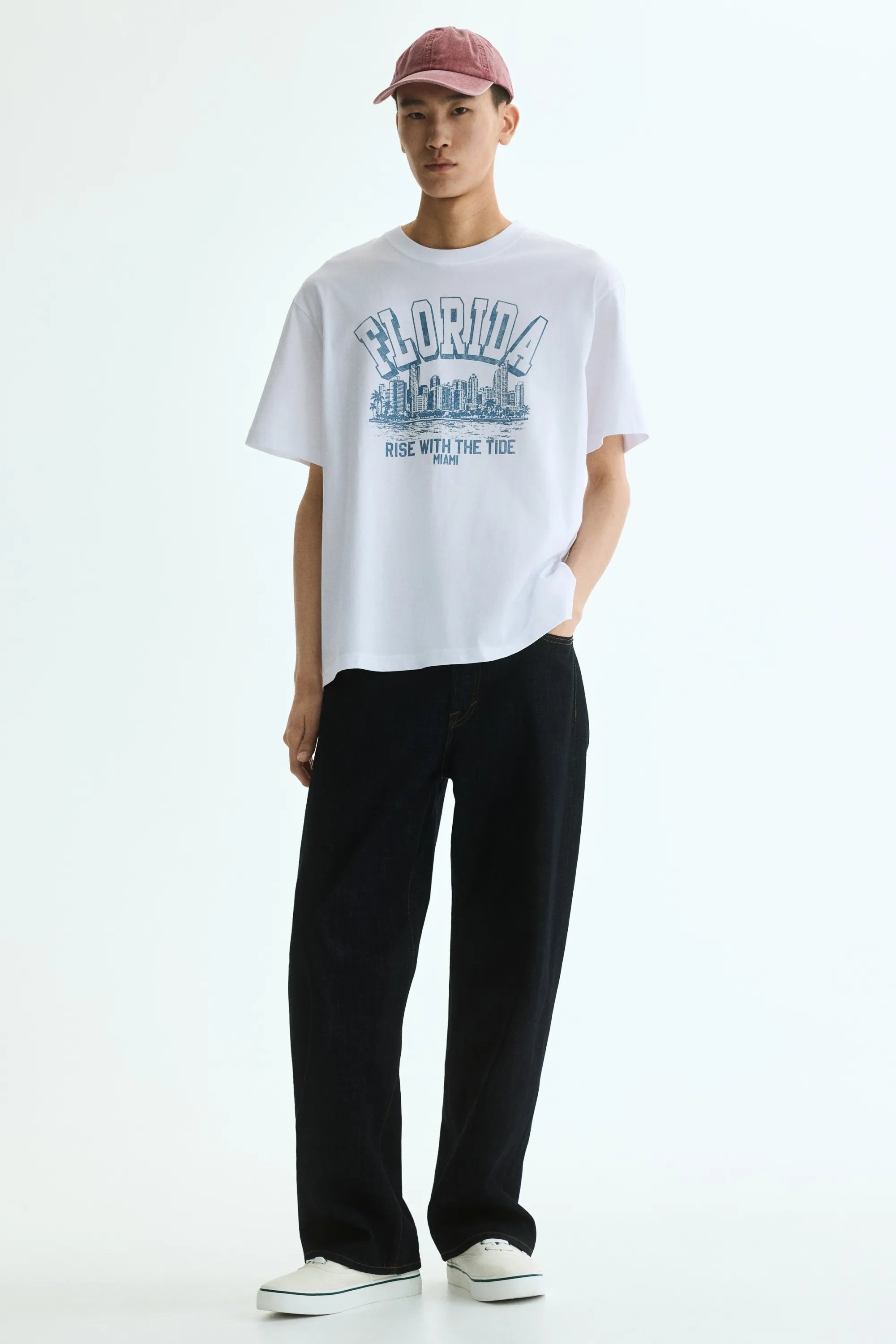 T-shirt imprimé Relaxed Fit - Blanc/Florida