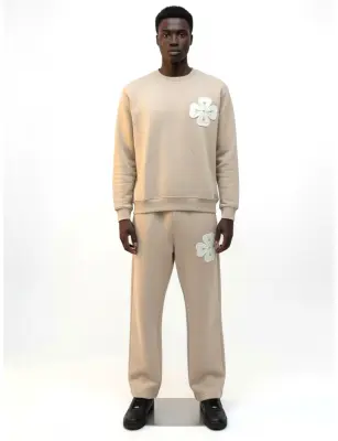 Ensemble Molleton Trèfle beige