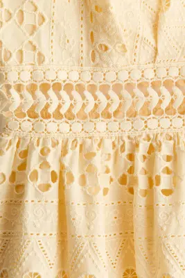 Robe découpé avec broderie anglaise - Jaune clair — photo 4