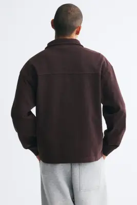 Sweat Relaxed Fit avec col zippé - Marron foncé — photo 3